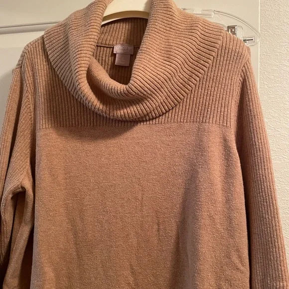 Chico's Tan Cowl Neck Sweater and Joggers. Chico’s Size 2 - Picture 2 of 7